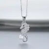 Suministro transfronterizo Colgante de caballito de mar de plata S925 moda para mujer creativo animal collar de perlas DIY soporte vacío accesorios fabricantes