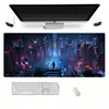 Mouse Pad de Vista Noturna de Cidade Cyberpunk Legal Tamanho Grande Ventilador de Cidade Noturna Jogo de E-Sports Pad de Teclado Tapete de Mesa