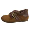 Zapatos Birkenstock Gruesos y Peludos para Mujer 2026 Invierno Nuevos Versátiles Acolchados con Terciopelo Grueso Cálidos Retro Completamente Cerrados Zapatos de Algodón Birkenstock