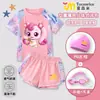 Maravilloso Lindo Traje de Baño con Estampado de Corazones de la Suerte para Niñas, Edades 3-12, Nuevo Estilo Traje de Baño de Dos Piezas con Pantalones