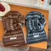 Bufanda de Mezcla de Lana Suave y Cera Azul Marino Atmósfera Invernal Aclaradora Bufanda Corta Cálida Estilo Fair Isle para Mujer Otoño e Invierno