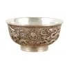 Coleção Antiga Alívio Antigo Inlaid Jade Prata Velha Tigela Atacado Decorações para Casa e Escritório Tigela Banhada a Prata Sólida