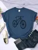 Camiseta Hecha de Letras de Bicicleta para Mujer Verano Transpirable Casual Manga Corta Moda Calle Hip-Hop Tops para Mujer