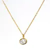 Colar vintage redondo europeu e americano com banho de ouro 18k cor preservada zircônia cúbica esmeralda diamante branco, acessórios femininos, atacado em estoque