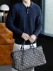 Luxo old money! Suéter com gola polo canelada tridimensional para homens, adequado para outono e inverno, malha versátil casual business descontraída