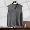 Suéter de cachemira pura 100% para hombre, jersey de cuello en V, informal, cálido, de punto, de cachemira, para principios de otoño
