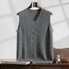 Chaleco de Cachemira Pura Otoño e Invierno 2024 para Hombre, Suéter de Punto con Cuello en V, Suéter de Cachemira Cálido y Casual de Punto, Prenda Base