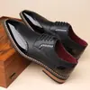 Superventas de Amazon Transfronterizo Tallas Grandes para Hombre Zapatos de Cuero Estilo Británico Formal de Negocios con Cordones y Brogue Tallado - 25506