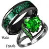 Deseo AliExpress joyería transfronteriza al por mayor anillo de acero inoxidable con patrón de dragón verde moda europea y americana anillo para hombre
