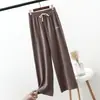 Pantalones de pijama cálidos de otoño e invierno para mujer, pantalones casuales de terciopelo engrosado para el hogar, ropa exterior, deportivos, para mediana edad, de pierna ancha