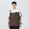 Camiseta Polo Masculina Casual de Manga Curta com Gola Listrada e Tecido Pesado