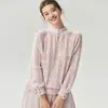 Cuello Alto de Pétalo Seda de Morera Cachemira Suelto Perezoso Hueco para Mujer 2026 Otoño Invierno Ropa Interior de Punto para Mujer