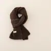 Cachecol de tricô liso, conjunto de luvas e cachecol de outono e inverno para crianças, meninos e meninas, luvas de pendurar no pescoço, cachecol grosso e quente