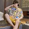Chegada Nova Transfronteiriça Pijamas Masculinos de Verão Manga Curta Conjunto Estilo Coreano Solto Tamanho Grande Desenho Animado Casual Roupa de Fora Roupas de Casa