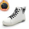 Botines Cortos de Piel Genuina para Mujer 2026 Otoño e Invierno Nuevo Estilo Zapatos Blancos Forrados de Lana Suela Suave Cuello en V Versátiles Casuales Planos Talla Grande Zapatos para Mujer