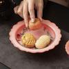 Pote Rosa Pastel Ru de Fábrica com Suporte para Xícara de Chá Retro Chinês Porta-Copos Acessórios para Conjunto de Chá Kung Fu Prato para Lanches e Frutas Secas