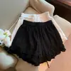 Shorts de Encaje Blanco para Mujer 2025 Estilo Caliente Súper Caliente Otoño Tallas Grandes mm Gorditas Aspecto Adelgazante Pantalones Falda de Corte A Pantalones de Pierna Ancha