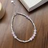 Pulseira de Prata Esterlina S925 Cristal Rosa Feminina Nicho Requintado Pulseira de Contas Doce Elegante Cordão de Mão Joias de Luxo Leve