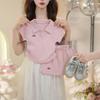 Traje para niña 2025 Verano Nuevo Estilo Bordado Cuello Polo Color Sólido Letra Top Dos Piezas Falda Moderna