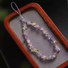 Corrente de Celular de Cristal da Sorte Feminina Exquisita Amethyst Natural Pingente de Pulso Cordão de Contas Lanyard para Capa de Celular Pingente Masculino