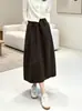 Saia em botão tridimensional estilo Hepburn original! Tecido de lã europeu outono e inverno saia longa elegante