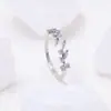 Anel de Espiga de Trigo com Diamantes Coloridos Microincrustados Transfronteiriço Europeu e Americano Anel de Folha de Luxo Leve de Alta Qualidade Nicho para Mulheres Anel Ajustável