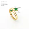 Anillo Abierto de Acero Inoxidable Europeo y Americano Transfronterizo Versátil de Tres Capas con Diseño de Línea, Trébol de Cuatro Hojas, Circonita de Colores, Simple, para Viajes, Joyería