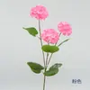Simulación de una sola rama de hortensia de tres copos de nieve, diseño de escena de boda de hortensia colorida, inserción de modelado de pared roja de red de fachada de tienda