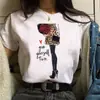 Camiseta Estampada de Moda para Mujer Mujer Nueva Camiseta Negra Femenina S