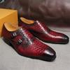 Estación Independiente Comercio Exterior Nuevo Otoño 2025 Zapatos de Cuero de Punta con Doble Hebilla Británica con Estampado de Serpiente Casual para Hombre Ropa Formal para Hombre