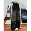 Jeans Patchwork Estrelado Retro Americano com Strass Brilhante para Mulheres com Design Apimentado, Calça de Lavagem Degradê Comprimento Total