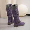Comercio Exterior Talla Grande 2025 Otoño e Invierno Nuevas Botas Altas Europeas y Americanas con Tacón Grueso y Cremallera Lateral para Mujer en Stock Estación Independiente