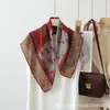 Nuevo Pañuelo de Seda Estampado con Bloques de Color de Doble Cara 2026 para Mujer, Estilo Vintage Primavera y Otoño, Bufanda Cuadrada Grande Favorecedora, Versátil Protección para el Cuello, Pañuelo de Protección Solar