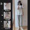 Comércio exterior verão novo pijama feminino simples cor sólida manga curta conjunto de calças roupas de casa