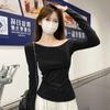 Camiseta de Manga Larga Off-Shoulder para Mujer, Nueva Prenda Base Ajustada Otoño 2025, Top Off-Shoulder de un Hombro