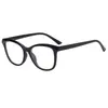 Gafas Negras Ojo de Gato Montura Grande Lisas Anti Luz Azul para Rostros Cuadrados y Redondos, Efecto Adelgazante, Se Pueden Montar Lentes Graduadas, Estilo Europeo y Americano para Mujer