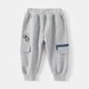 Pantalones deportivos cálidos con forro polar para niños de otoño e invierno, pantalones de algodón de cintura media con dibujos animados de moda, pantalones para niños, pantalones deportivos casuales para niños