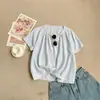 Top de manga corta con cuello fruncido de lyocell, nuevo estilo para mujeres petite, blusa tipo muñeca de alta gama, blusa holgada y ligera para mujer