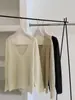En Stock Primavera 2026 Nuevo Suéter de Punto Coreano Dongdaemun Color Sólido Cuello en V Ajustado Estilo Casual Suéter de Manga Larga para Mujer