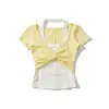Ropa de mujer transfronteriza al por mayor moda estilo europeo y americano top de dos piezas falso primavera 2026 nuevo camiseta de manga corta con cuello halter