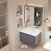 Gabinete de baño de aluminio de panal engrosado con lavabo de cerámica integrado y unidad de tocador