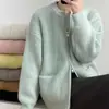 Estilo Coreano Primavera y Otoño Nuevo Estilo Estilo Perezoso Suéter Cardigan de Doble Cremallera Diseño para Mujer Color Puro Holgado Chaqueta de Punto Superior