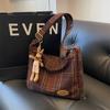 Bolso bandolera retro de estilo americano para mujer, bandolera de lana a cuadros para otoño e invierno, mochila de moda para niña.