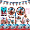 Fiesta de Cumpleaños de Niña Mariquita de Anime Suministros de Decoración para Niños Juego de Platos de Papel Desechables Vasos de Papel Servilletas Arreglo de Cumpleaños