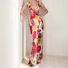 Otoño 2026 Nuevo Moda Femenina Transfronteriza Europea y Americana Estampado Floral Sexy Ajustado Bodycon Vestido Largo con Tirantes
