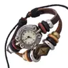 Venta Directa de Fábrica Pulsera Reloj de Cuero Genuino, Pulsera Reloj de Cuero de Vaca Retro, Pulsera Hecha a Mano con Perlas, Pulsera Reloj para Hombres y Mujeres