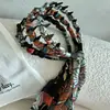 Diadema de Cinta Estampada Retro, Goma para el Cabello, Borla de Tela de una Sola Pieza, Bufanda de Seda, Diadema Trenzada de Satén