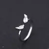 Anillo Abierto de Plata de Ley 925 con un Elegante Diseño de Ángel e Incrustación de Diamante, Moda Estilo Coreano Exquisita Joyería de Plata de Ley para Mujeres