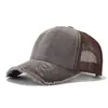 Boné de rede de algodão para lavagem atacado transfronteiriço feminino estilo vintage leve para o verão masculino proteção solar externa boné de beisebol com furos