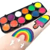 Exportación Ultramar de Amazon Set de Pintura Corporal a Base de Agua de 12 Colores Polvo Compacto Artesanía Caja de Pigmentos para Pintura Facial